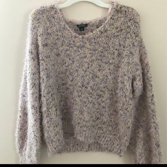 Fuzzy multi color v-neck sweater - Picture 1 of 4